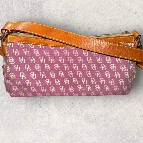 Vintage 2005 Dooney & Bourke Pink and Tan Satchel with Monogram Design - Picture 8 of 15